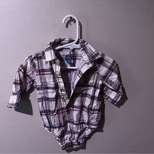 Baby Gap Plaid Button-Front Baby Onesie - White, Navy & Red